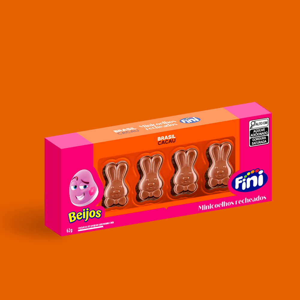 Minicoelhos de Páscoa Recheados Fini Beijos 62g