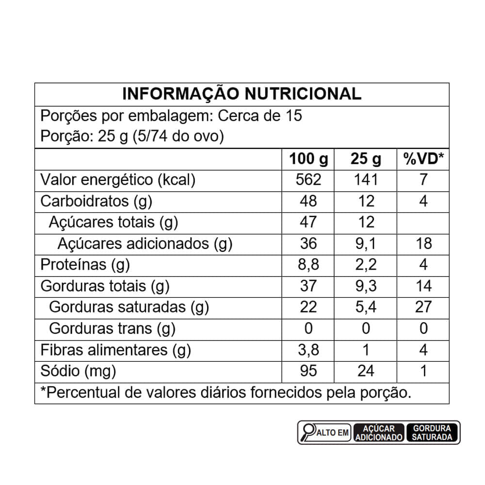 Ovo de Páscoa Exagero Língua de Gato 370G