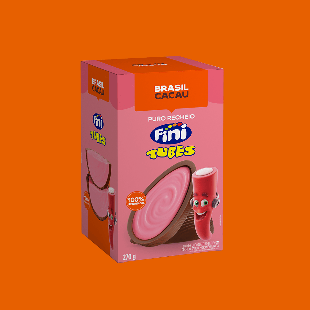 Ovo de Páscoa Puro Recheio Fini Tubes Morango 270g