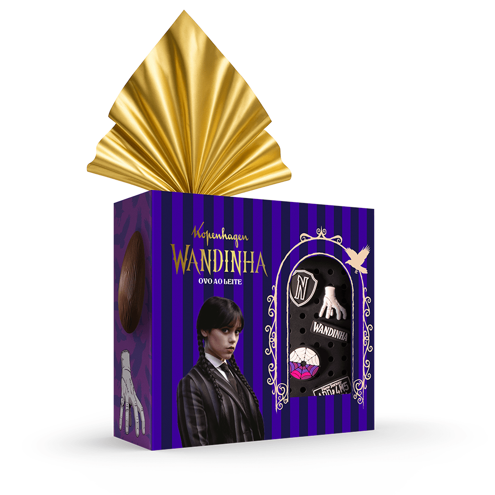 Ovo de Páscoa Wandinha com Bolsa e Pins 120G