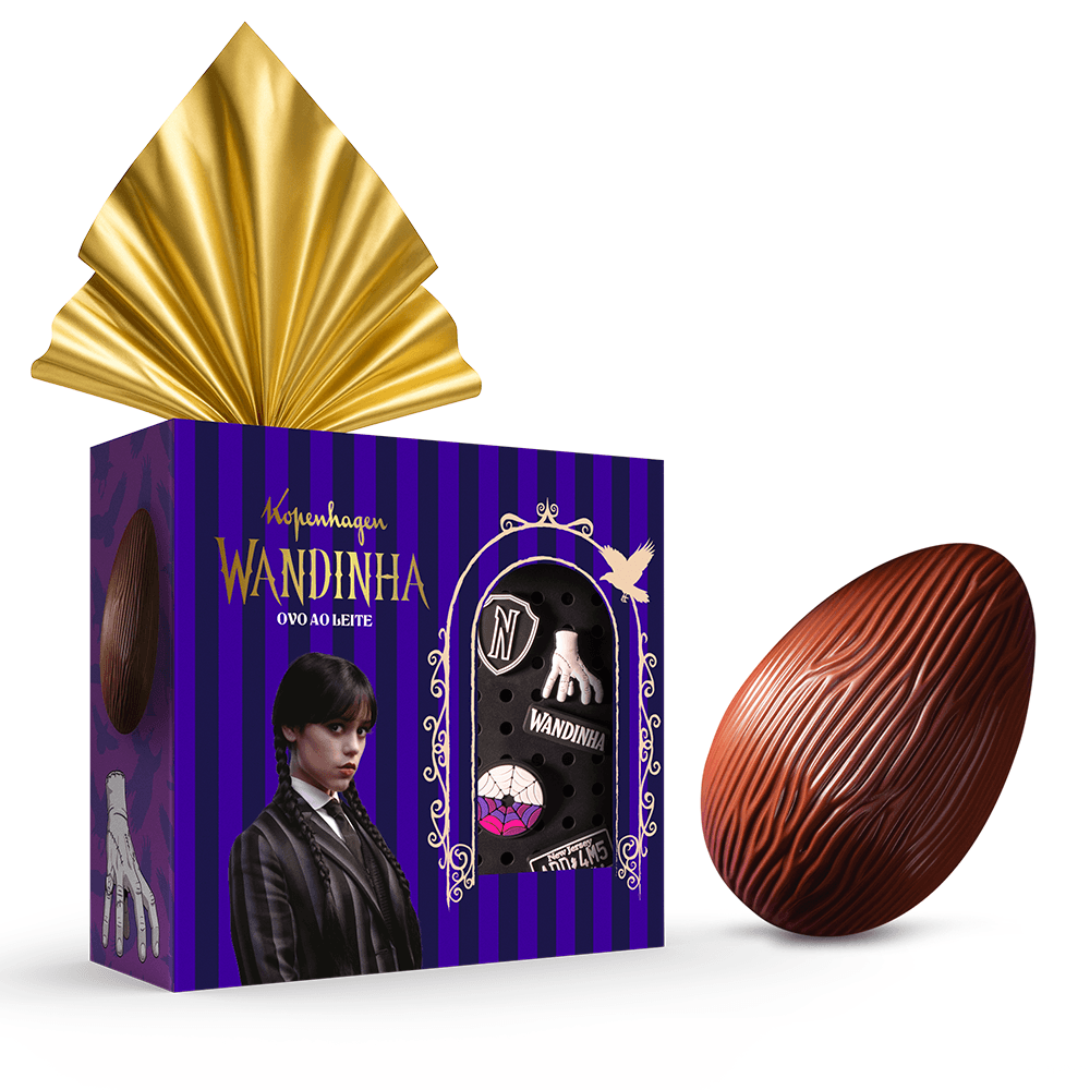 Ovo de Páscoa Wandinha com Bolsa e Pins 120G