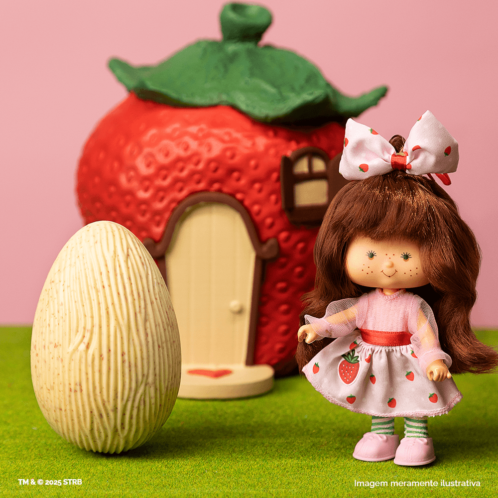 Ovo de Páscoa Branco com Boneca Moranguinho 120G