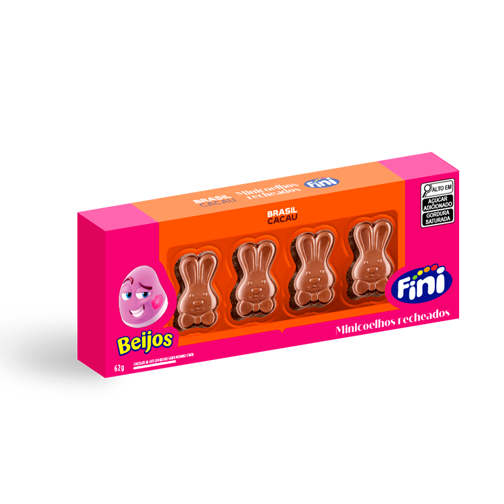 Minicoelhos de Páscoa Recheados Fini Beijos 62g
